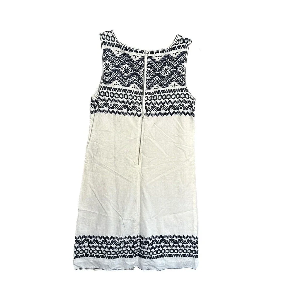 NWT $118 Max Studio Size Small White Navy Cotton Embroidered Summer Dress #I14-5 - Picture 2 of 11